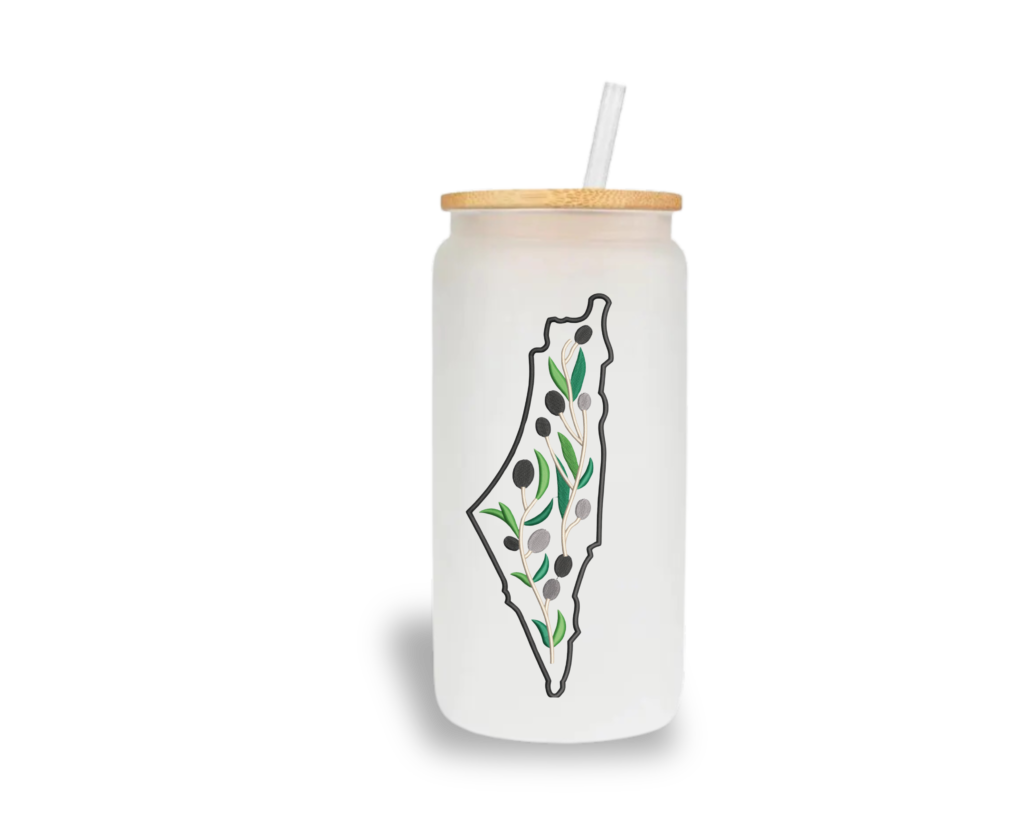 Olive Map Palestine Glass Cup