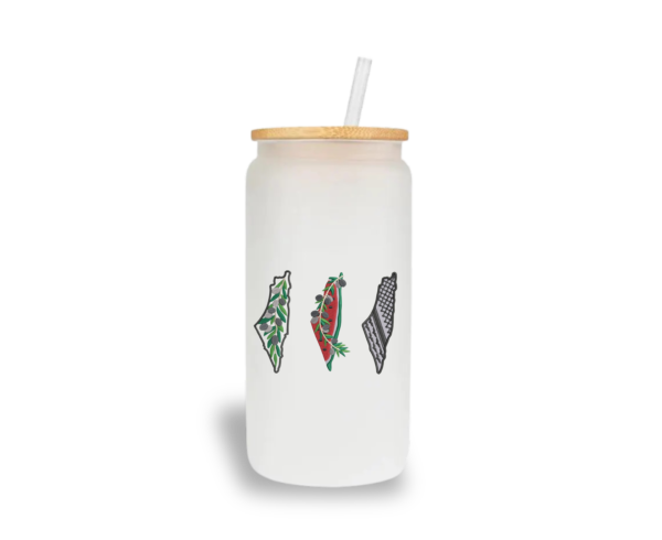 Kufiya Map & Symbols Glass Cup